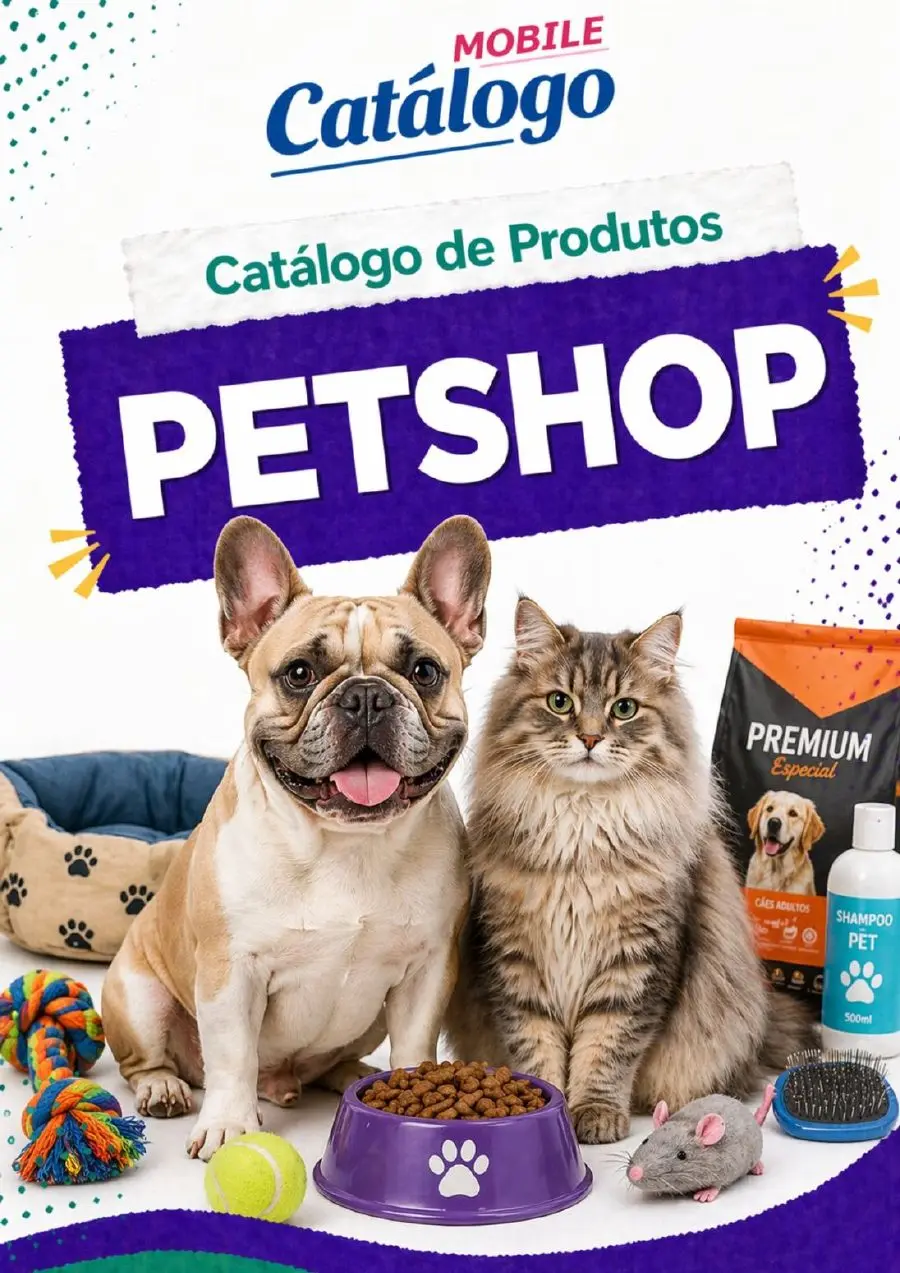Exemplo de capa para catálogo de pet shop