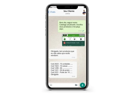 Catálogo em PDF compartilhado com cliente pelo WhatsApp